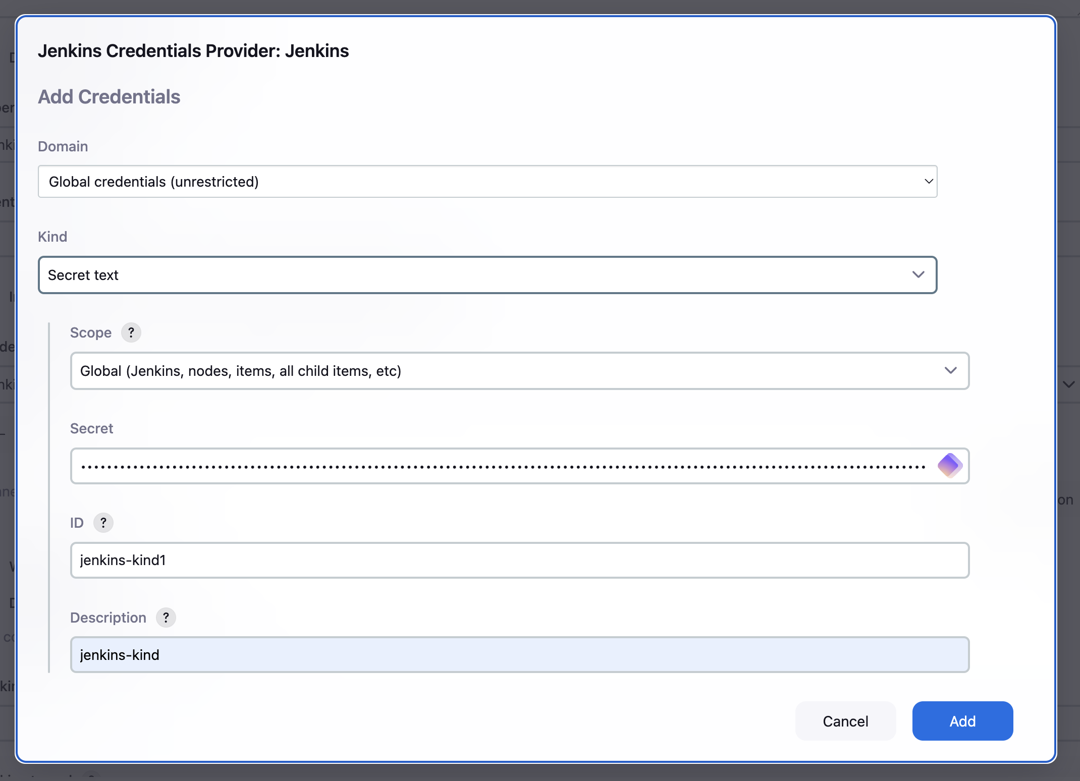 Jenkins Kubernetes Credentials