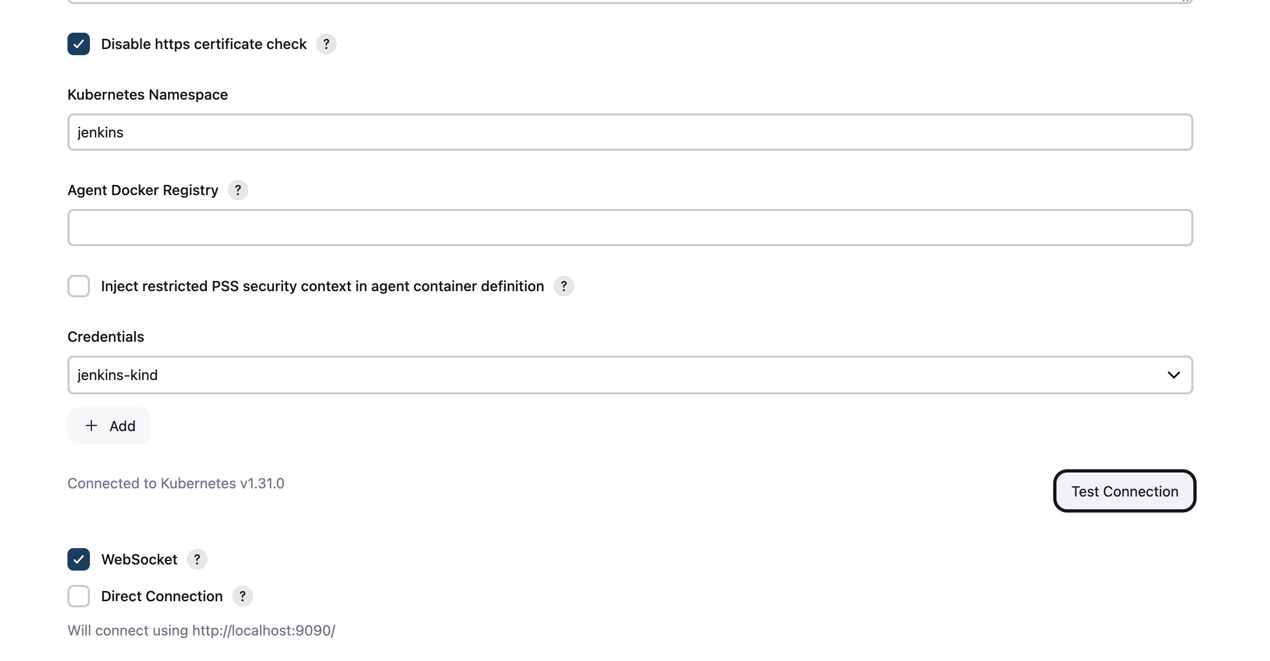 Test Kubernetes Connection